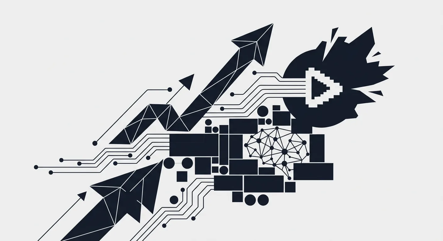 AI-generated short video clips displayed on multiple smartphone screens showing trending 2026 content in 5-15 second formats